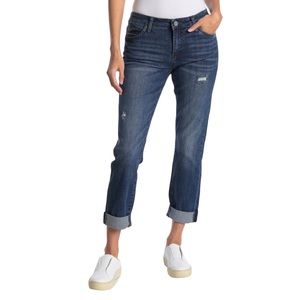 KUT from the Kloth | Woman’s Katy Distressed Roll Hem Boyfriend Jeans Size 0